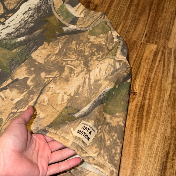 Fleece Factory men’s medium shirt sweatshirt short sleeve camo brown green nwot - Picture 4 of 7